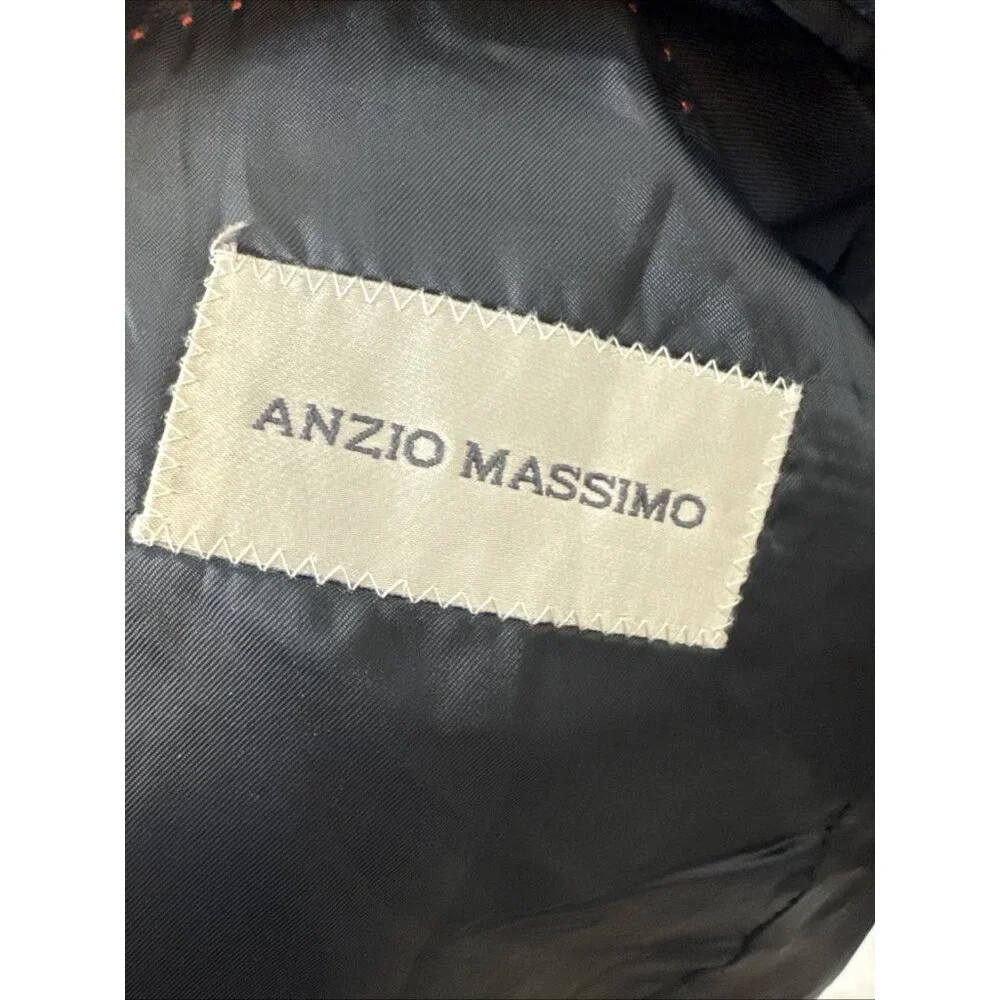 Anzio Massimo Super 140s Wool Blazer Italy Style Navy Blue Size 56‎ US 46L Tall